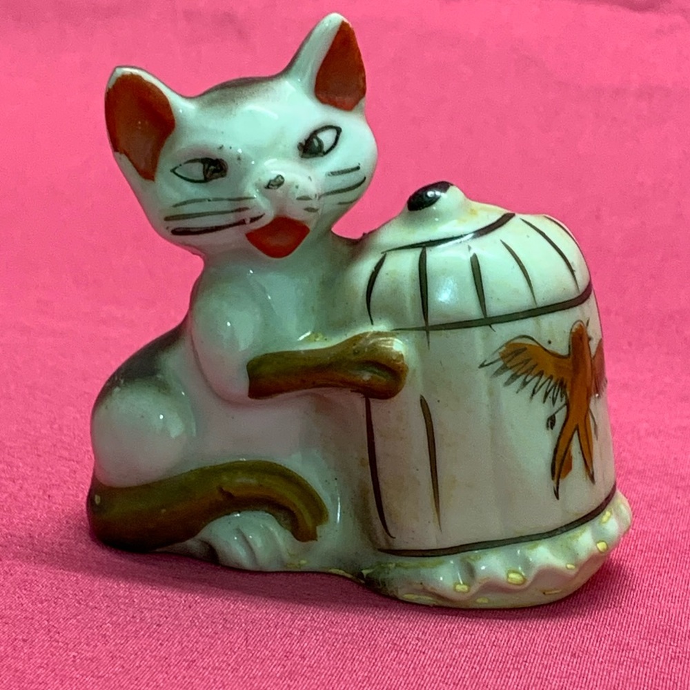 Siamese Kitty hold Birdcage